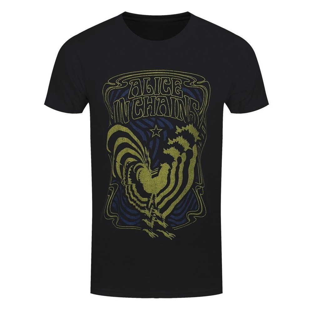 Alice In Chains Psychedelic Rooster Unisex Graphics Black T-Shirt